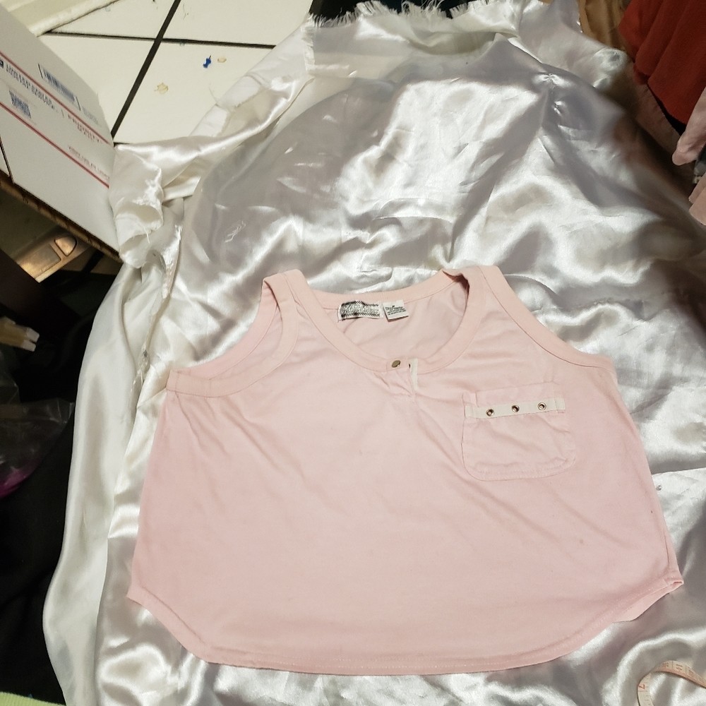 90'S Y.C.C.- CROP TANK TOP W/FRONT SNAP CLOSURE/MED/GPLC